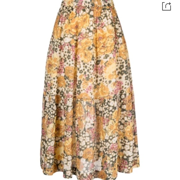 BA&SH A-line Tiered Skirt in Diary Ocre Printed Floral size 1 - Picture 10 of 11